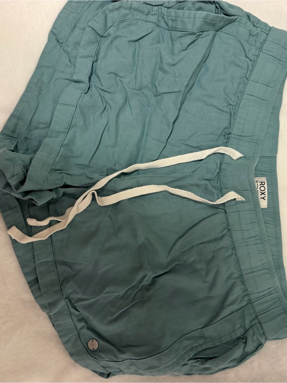 Roxy Teal Lightweight Drawstring Athletic Shorts